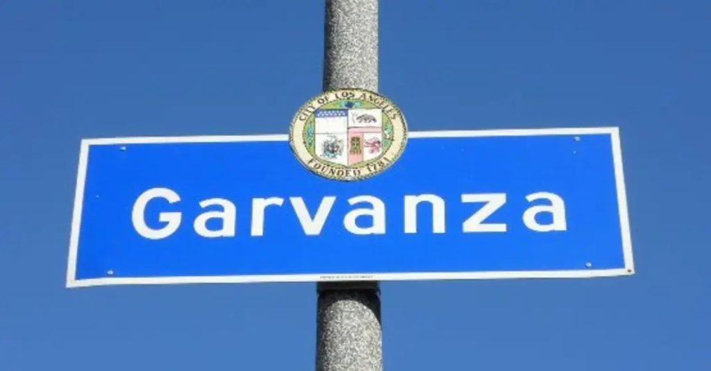 Blue Los Angeles City Street Sign for the Garvanza Neighborhood